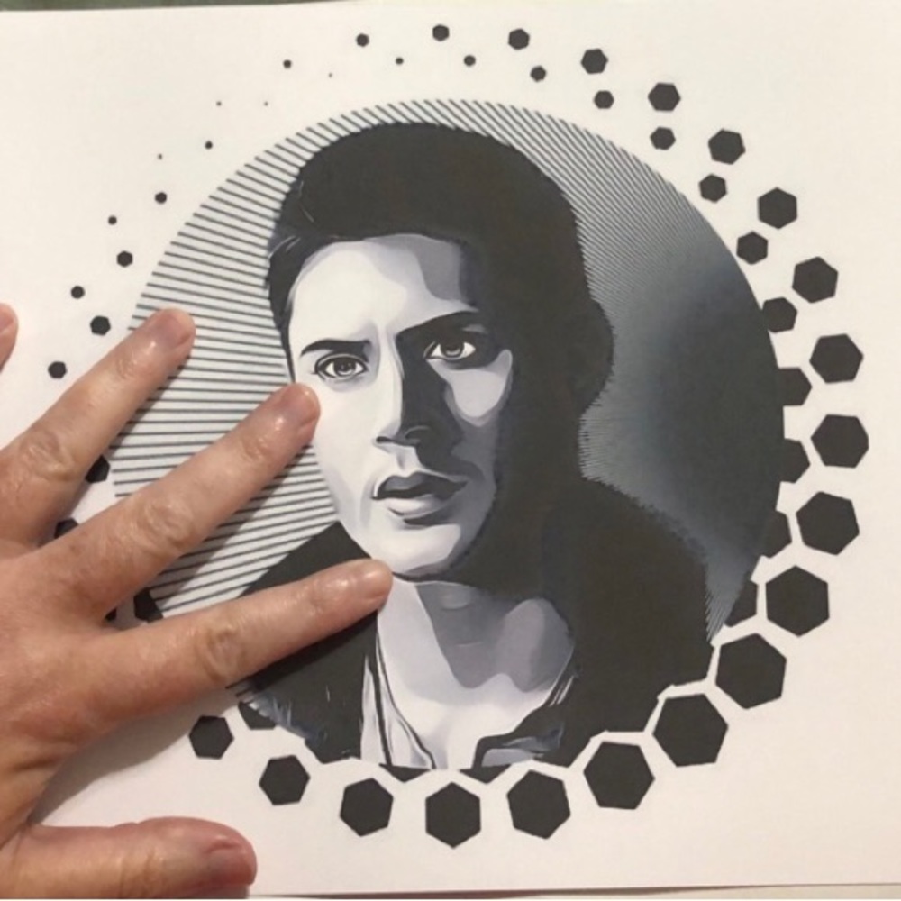 SUPERNATURAL DEAN WINCHESTER B&W ART PRINT